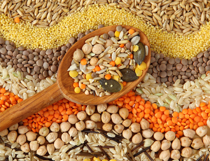 Legumbres y cereales para dieta vegana